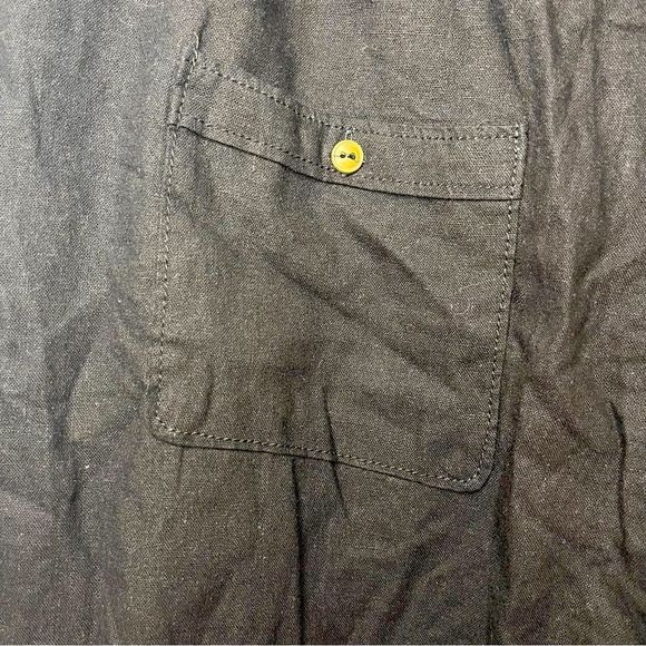 #112 Style Me Plus Black Linen Shorts with Drawstring and Back Pockets - Picture 4 of 6